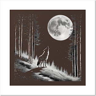 moon and wolf Posters and Art